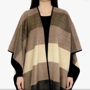 Ike Behar Reversible Fashion Fleece Wrap (Camel Stripe)